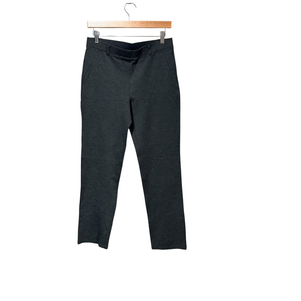Quince Ultra-Stretch Ponte Straight Leg Pants Charcoal Grey Petite Medium NEW - Picture 3 of 9